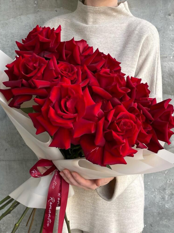 Монобукет из 11 французских роз бордо