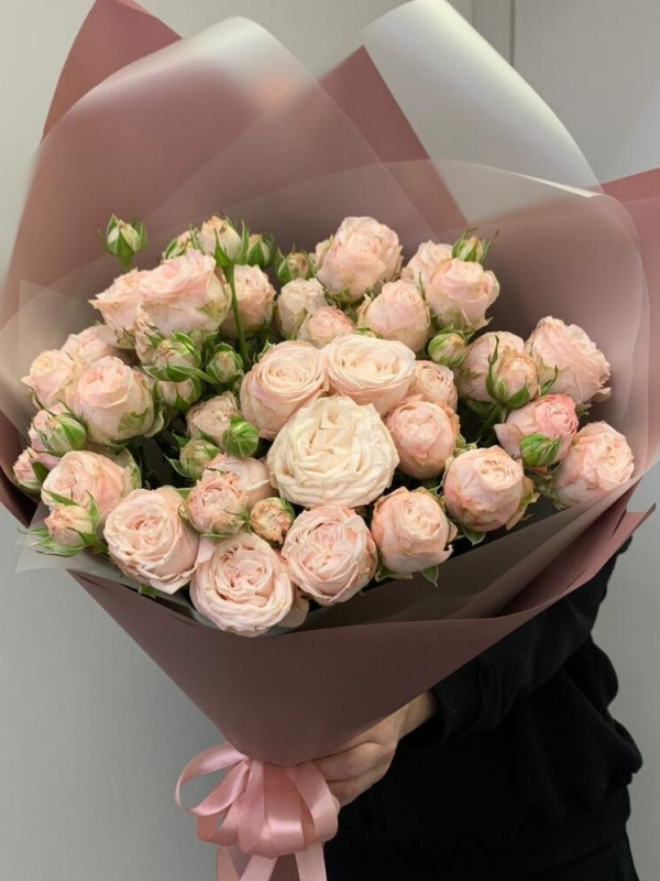 Монобукет с пионовидными розами Бомбастик (А024)